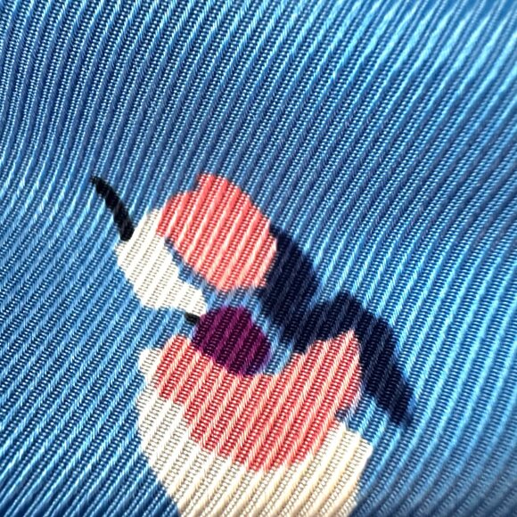 See By Chloe Floral Satin Twill Tie Shirt Dress Blue Parisian US Sz 8 - Picture 8 of 13